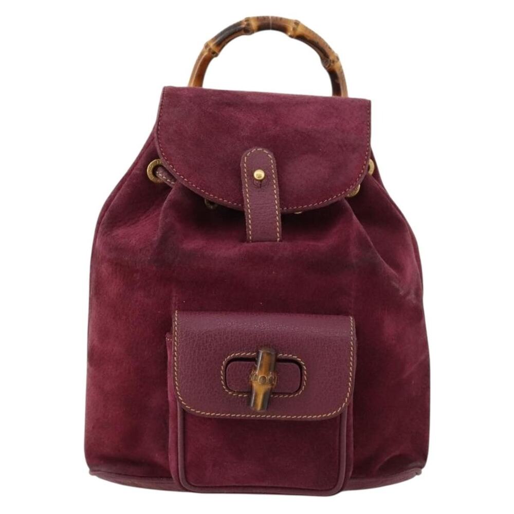Gucci Bamboo Suede Backpack Purple